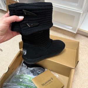 BearPaw Black Knit Tall Boots